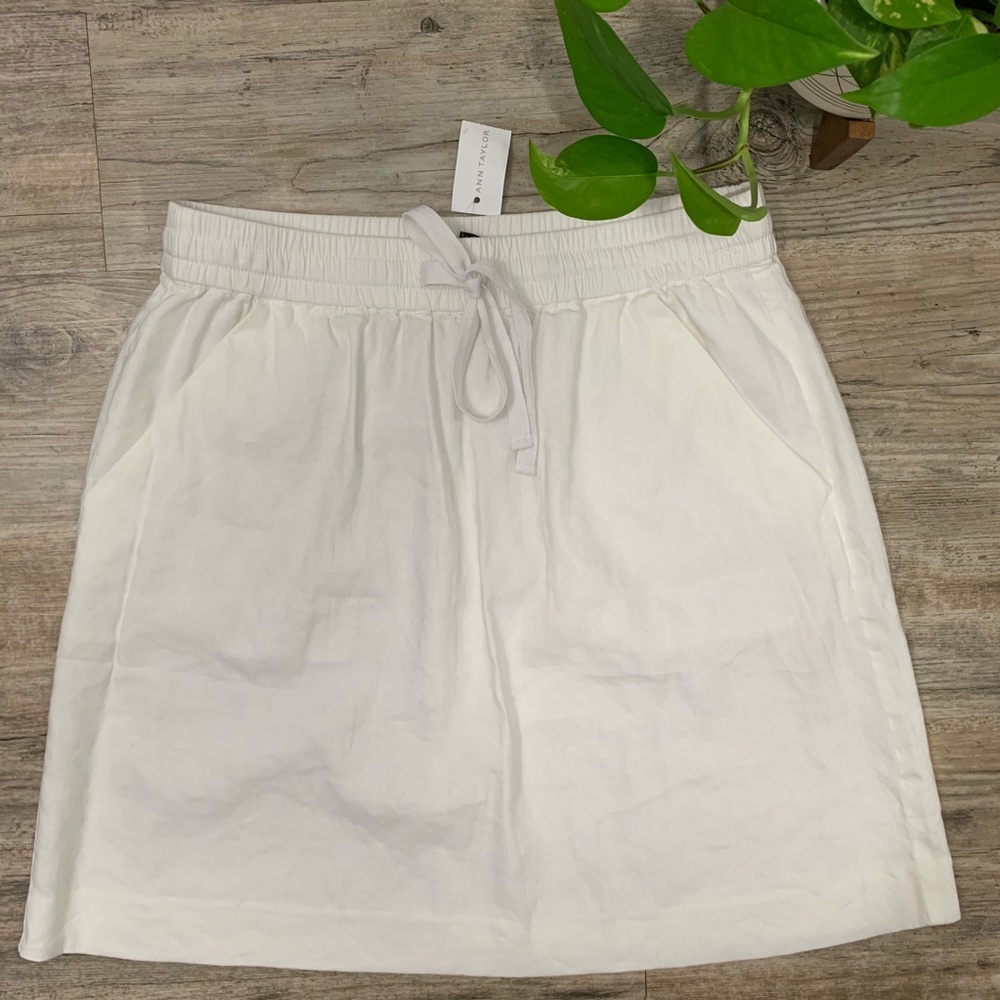 🆕 NWT Ann Taylor Linen Blend Ruched Pocket Skirt